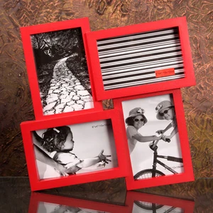 Acr Dekoratif Çoklu Plastik Çerçeve 4 lü 10 x 15 "Kırmızı"