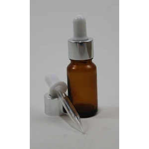 Cam Amberli 20 ml Gümüş Kapak Şişe İnce Cam Damlalıklı 10 Adet