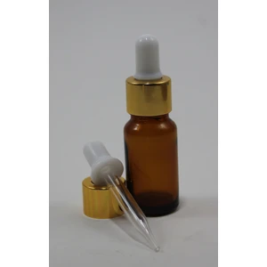 Cam Amberli 20 ml Altın Kapak Şişe İnce Cam Damlalıklı 10 Adet
