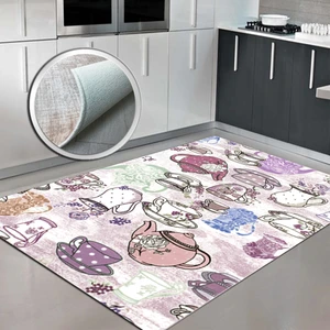 Mutfak Halısı Fincan Desenli Yıkanabilir Halı-İ-Hf162 160 x 250  Cm