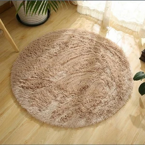 Yuvarlak Post Halı Tavşan Tüyü Camel Halı-Do-Tav 80 x 80  Cm