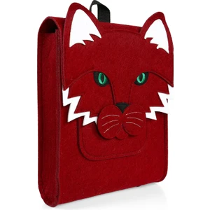 Ju Yaratıcı Tasarım Kedi Figürlü Çocuk Çantası Kırmızı