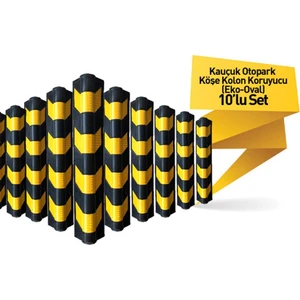 Kauçuk Otopark Köşe Kolon Koruyucu Eko-Oval Onlu Set