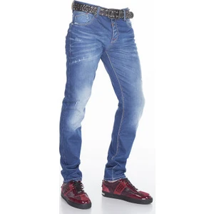 Cipo&Baxx CD386 Hafif Yıpranmış Sade Mavi Jean Erkek Kot Pantolon