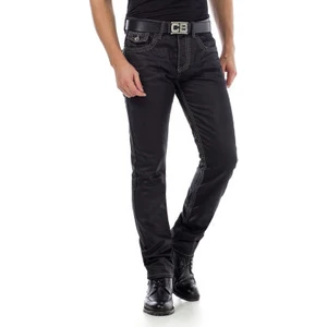 Cipo&Baxx CD295 Gri Dikişli Cepleri İşlemeli Siyah Erkek Pantolon