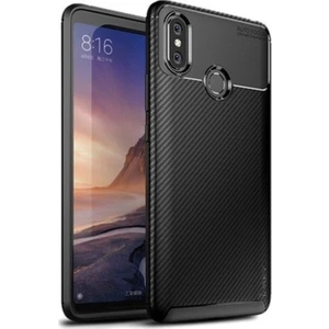 Jopus Xioami Mi Max 3 Kılıf Karbon Desenli Lux Negro Silikon + Cam Ekran Koruyucu