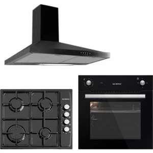3'Lü Ankastre Set (A6-S2 Siyah Fırın + Ko-410 Bf Siyah Ng Ocak + Kumtel Dp6-X Siyah Davlumbaz)