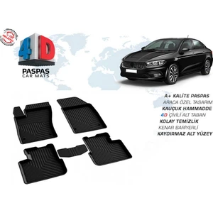 OMSA Fiat Egea 4D Havuzlu Paspas Siyah 2015 ve Sonrası