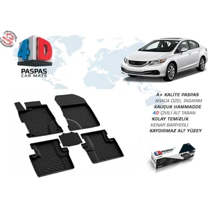 OMSA Honda Civic FB7 4D Havuzlu Paspas Siyah 2012-2016 Arası