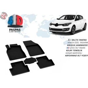 OMSA Renault Megane 3 4D Havuzlu Paspas Siyah 2008-2015 Arası