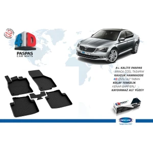 OMSA Skoda Superb 3 4D Havuzlu Paspas Siyah 2015 ve Sonrası