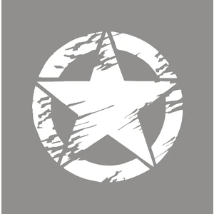 New Jargon  Army Asker Yırtık Efektli Yıldız Sticker Yapıştırma Beyaz
