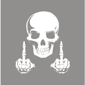 New Jargon  İki elli Kuru Kafa Sticker Yapıştırma Beyaz