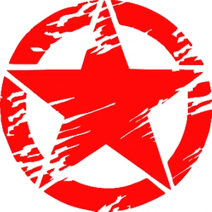 New Jargon  Army Asker Yırtık Efektli Yıldız Sticker Yapıştırma Kırmızı