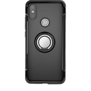 Xiaomi Mi 8 SE Yüzük Standlı Armor Silikon Kılıf - Siyah