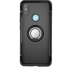 Xiaomi Mi A2 Lite - Redmi 6 Pro Yüzük Standlı Armor Silikon Kılıf - Siyah