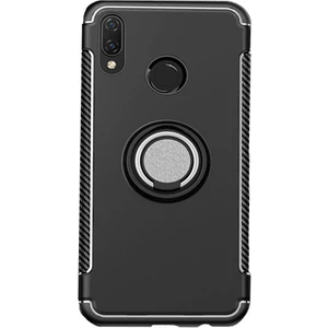 Huawei Honor Play Yüzük Standlı Armor Silikon Kılıf - Siyah