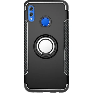 Huawei Honor 8X Yüzük Standlı Armor Silikon Kılıf - Siyah