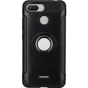 Xiaomi Redmi 6 Yüzük Standlı Armor Silikon Kılıf - Siyah