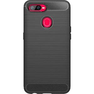 Oppo AX7 Brushed Carbon Fiber Silikon TPU Kılıf - Siyah