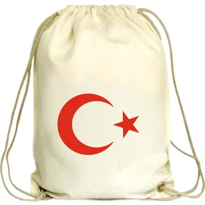 Anadolu Promosyon Bayrak Desenli Ham Bez Büzgülü Çanta