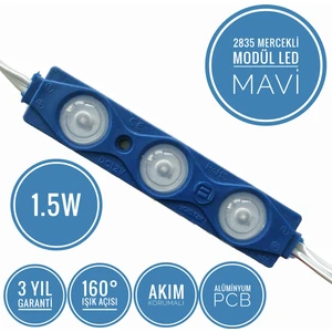 Amber LED Mercekli Modül Led Mavi 1.5W | 100 Adet