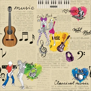 New Art 1013-B Müzik Temalı Duvar Kağıdı