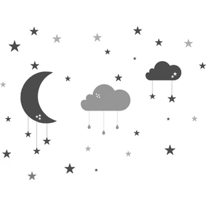 Design'dan Çocuk Odası İçin Ay Bulut Yıldızlar Duvar Sticker