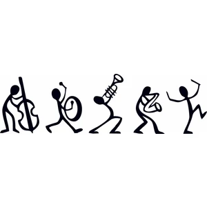 Design'dan Dans Eden Müzik Adamlar Duvar Sticker