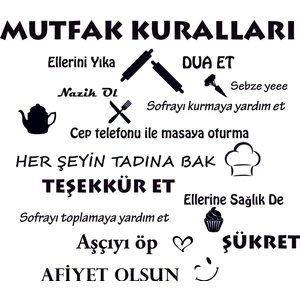 Design'dan Mutfak Kuralları Duvar Sticker