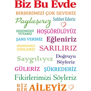 Design'dan Renkli Ev Kuralları Duvar Sticker