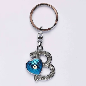 new life promosyon nl  Yeni172 Nazar Boncuklu Krom Ve Taşlı Harf Anahtarlık