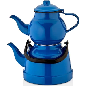 Evim Tatlı Evim Nostaljik Mavi Emaye Çaydanlık Takımı 2,5 + 1,1 lt