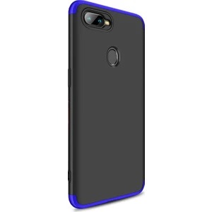 Oppo F9 / F9 Pro Kılıf Double Dip 360 Protective Siyah Mavi