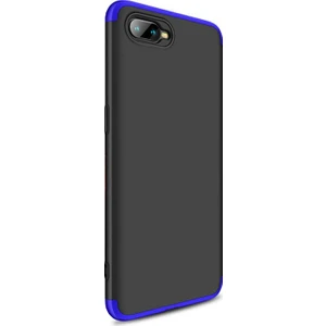 Oppo RX17 Neo Kılıf Double Dip 360 Protective Siyah Mavi