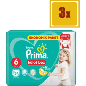 Pants Külot Bez 6 Extra Large Jumbo 34 Adet 15+kg 3'Lü Set