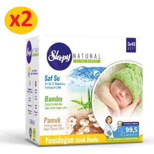 Natural Yenidoğan Islak Pamuklu Bambu Havlu 2x(3x40) (240 Yaprak)