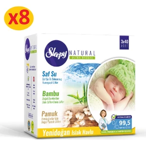Natural Yenidoğan Islak Pamuklu Bambu Havlu  24x40  (960 Yaprak)