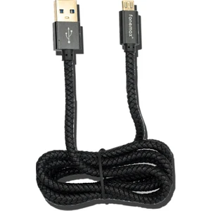 Leather Pro Micro USB Dayanıklı Örgülü Şarj Aleti - Siyah - 0.9m