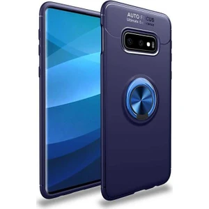 Case 4U Samsung Galaxy S10e Kılıf Autofocus Shockprof Ravel Yüzüklü Standlı Slikon Kapak Lacivert
