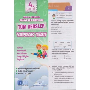 Bulut Eğitim ve Kültür Yayınları 4.Sınıf Tüm Dersler Yaprak Test