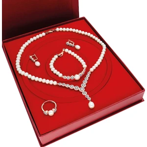 Rose İnci Gümüş Kolye Küpe Bileklik Yüzük Takım Set Dz42