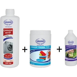 Çamaşır Aktif 1000 ml. + Ersağ Renkli Çamaşır Yıkama Tozu 1000 gr. + Ersağ Çamaşır Kokusu 500 ml.
