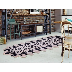 Figürlü Özel Kesim Yıkanabilir Kaymaz Taban Halı 102 Bej Siyah 80 x 150 cm