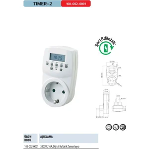 Horoz Timer-2  Dijital Ayar Zaman Saati Prizi Rolesi Haftalık 20 Programlı Açma-Kapama