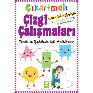 Çıkartmalı Çizgi Çalışmaları Çizsilyapıştır Renkler Ve Şekillerle İlgili Aktiviteler  (Yazsil Kalemi Hediyeli)