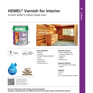 Hemel Varnish For Interior Su Bazlı Aqua Lambri Cila İç Mekan 0,75 Lt