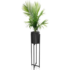 Metal Siyah Dekoratif Ayaklı Saksı Ferforje Ayaklı 24 x 83 cm