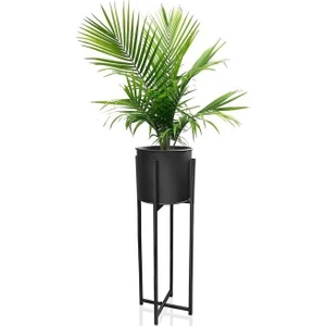 Metal Siyah Dekoratif Ayaklı Saksı Ferforje Ayaklı 25 x 64 cm