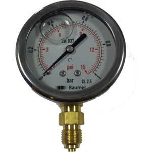 Baumer -  63Mm 10 Bar Gliserinli Manometre Alttan Bağlantılı